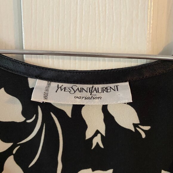 Vintage YSL Yves Saint Laurent Variation Black Floral Tank - Picture 2 of 3
